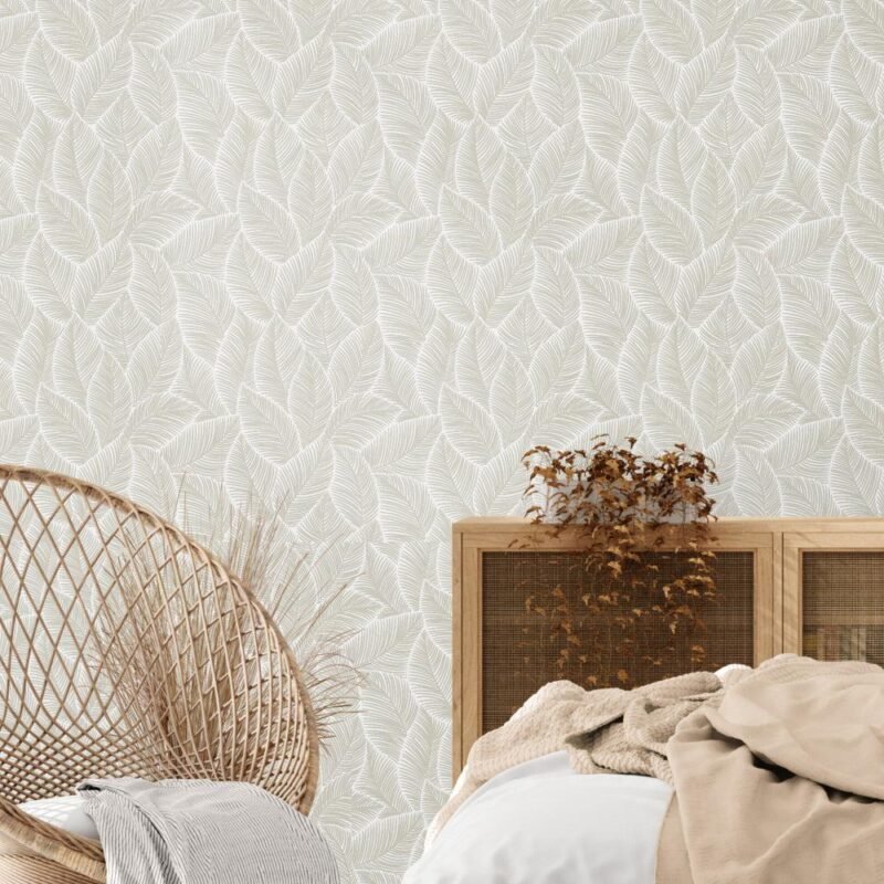 Tropical Beige Leaves  Wallpaper - Image 2
