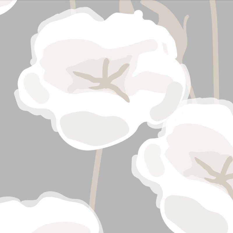 White Blooms On Grey  Wallpaper - Image 3