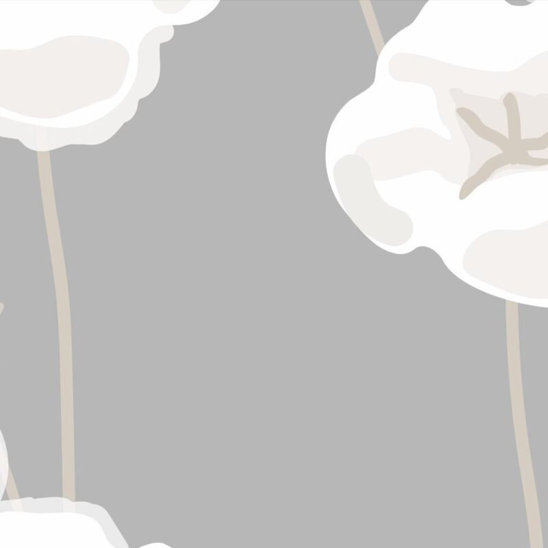 White Blooms On Grey  Wallpaper - Image 4